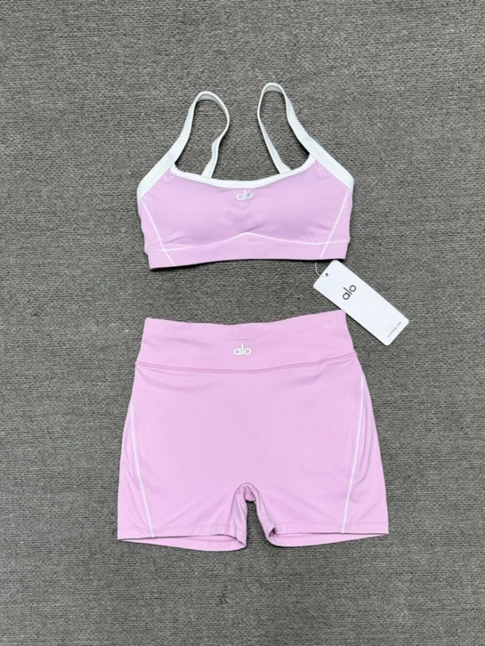 Alo Light Purple Line Yoga Fitness Two Piece Set